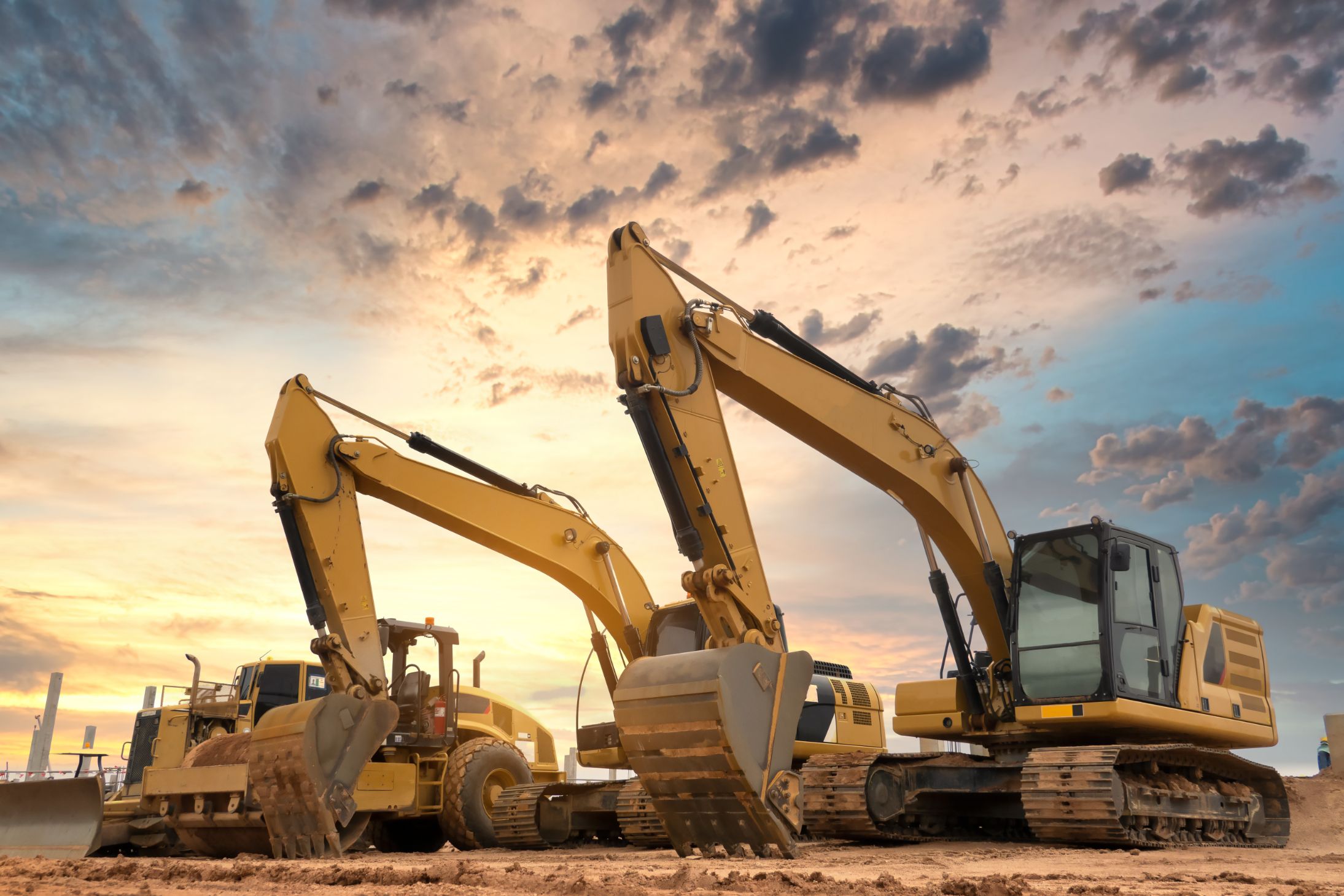 Line of excavators and other machinery that use diesel fuel
